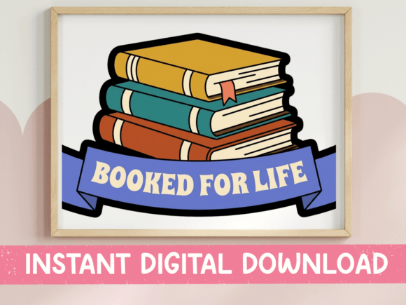 Booked for Life Stack of Books Sticker: Your Literary Brand
