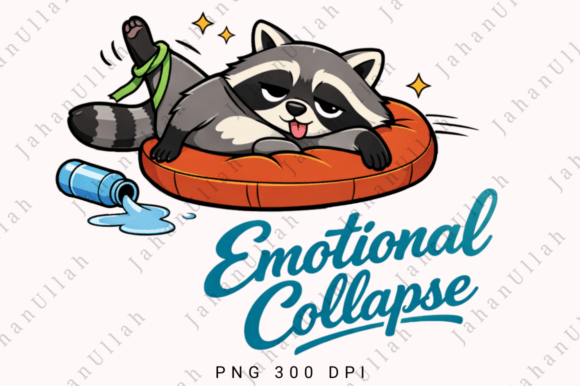 Emotional Collapse Raccoon: A Sublimation PNG for Relatable Humor