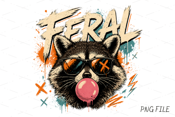 Funny Feral Raccoon Sunglasses PNG: A Streetwear Design Asset