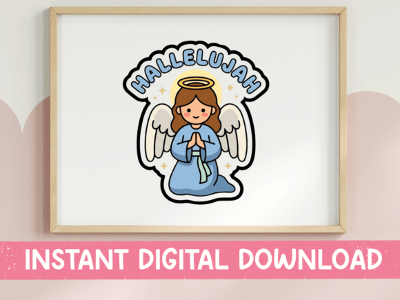 Hallelujah Praying Angel Sticker: A Design Asset for Faithful Creativity