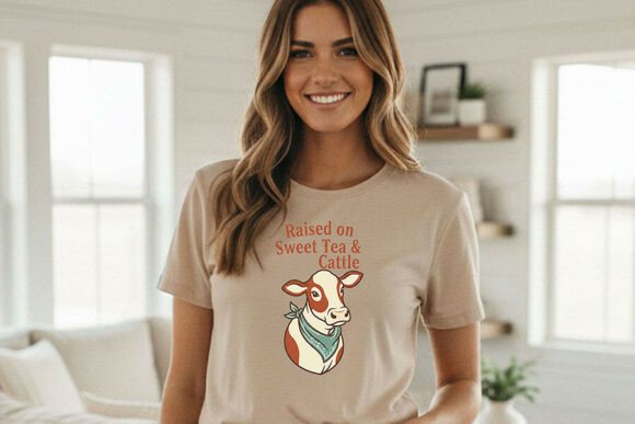Raised on Sweet Tea & Cattle: A Southern Charm PNG Design