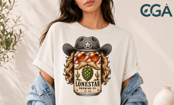 Retro Cowboy Beer Can Lonestar PNG: Vintage Western Design