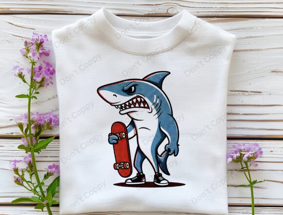 Skateboarding Shark PNG: Unleashing Chill Shark Design