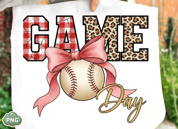 Step Up Your Style: The Baseball Game Day PNG with Coquette Bow