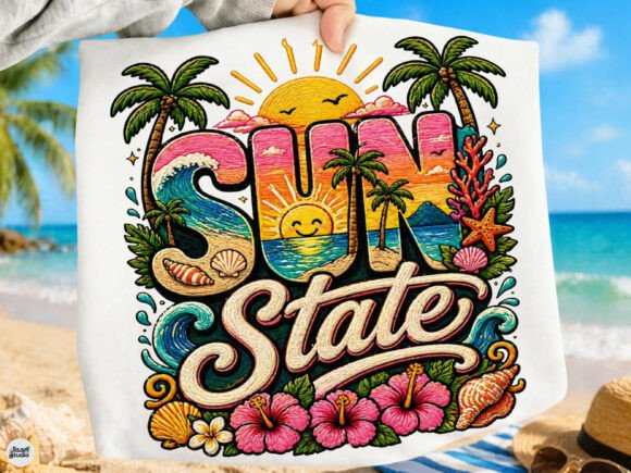 Sun State Retro Beach Sunset Summer PNG: Capturing Coastal Nostalgia
